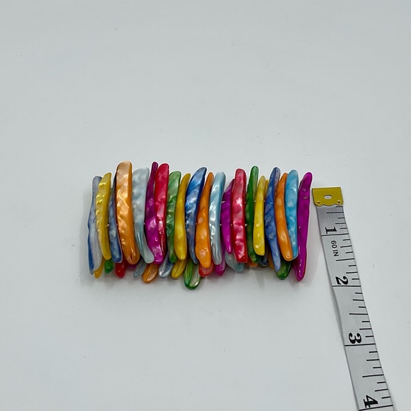 Vintage 90s Colourful Shell Chunky Stretch Bracelet - Picture 4 of 4